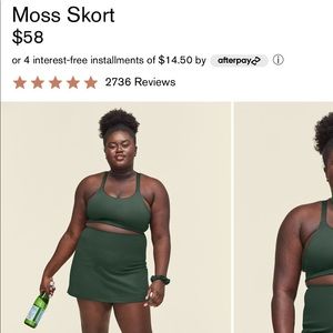 girlfriend collective moss skort/athletic skirt
